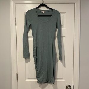 SUNDRY BY ANTHROPOLOGIE  RUCHED LONG SLEEVE MINI DRESS